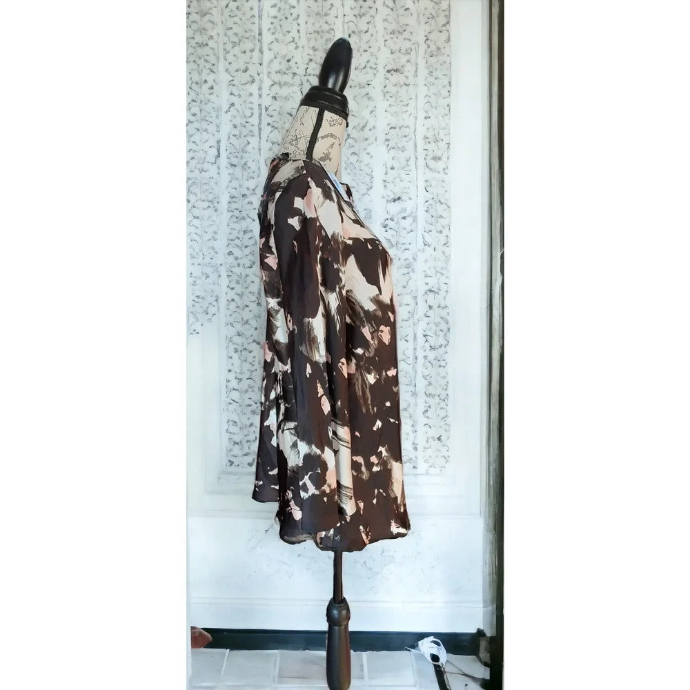 50% OFF) NWT Lafayette 148 New York Silk Blouse Black Multi Shirt MSRP $450 - Picture 5 of 9